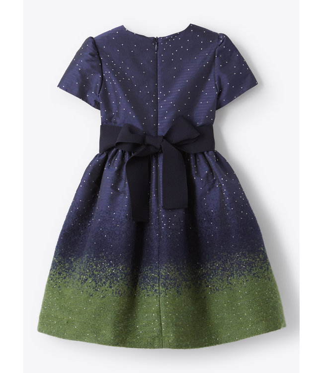 Il Gufo IL GUFO - Navy taffeta dress with lurex details