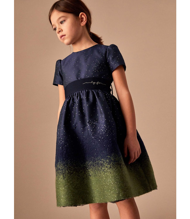 Il Gufo IL GUFO - Navy taffeta dress with lurex details