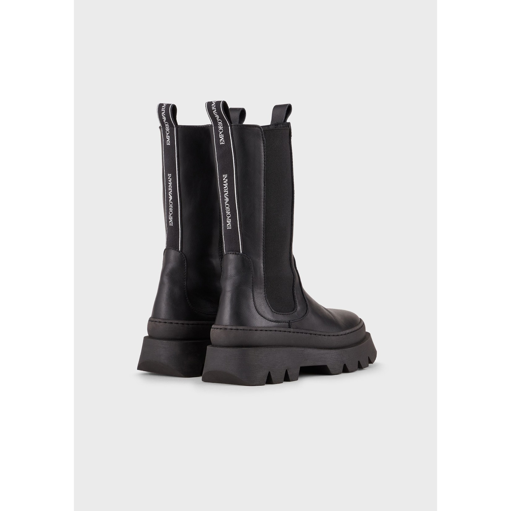 Emporio Armani Emporio Armani - Leather ankle boots with elastic inserts