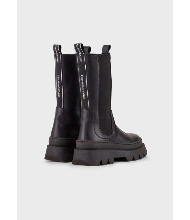 Emporio Armani Emporio Armani - Leather ankle boots with elastic inserts