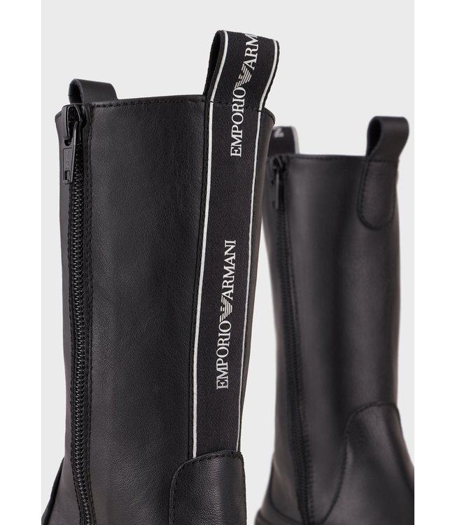 Emporio Armani Emporio Armani - Leather ankle boots with elastic inserts