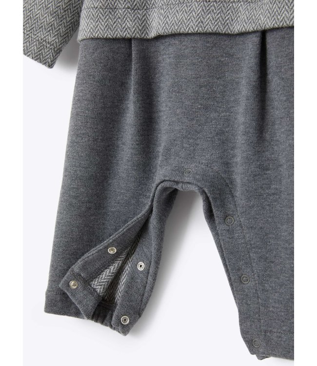 Il Gufo IL GUFO - Herringbone cotton playsuit