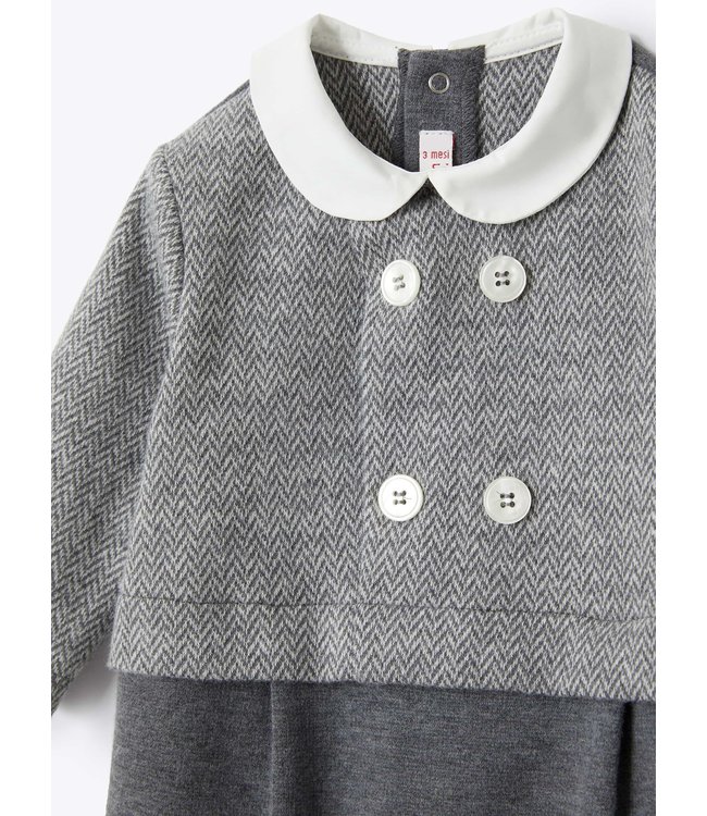 Il Gufo IL GUFO - Herringbone cotton playsuit