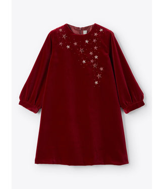Il Gufo IL GUFO - Star embroidery velvet dress
