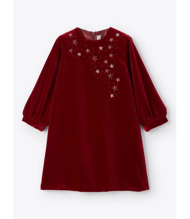 Il Gufo IL GUFO - Star embroidery velvet dress