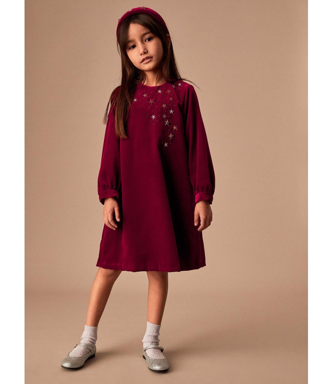 Il Gufo IL GUFO - Star embroidery velvet dress