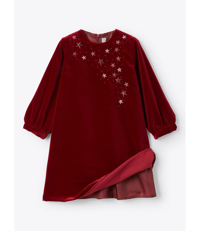 Il Gufo IL GUFO - Star embroidery velvet dress