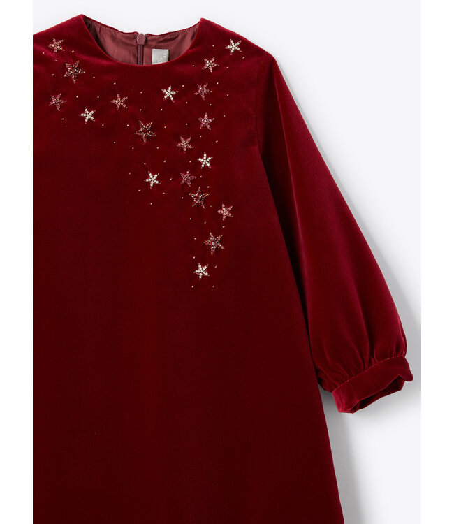 Il Gufo IL GUFO - Star embroidery velvet dress