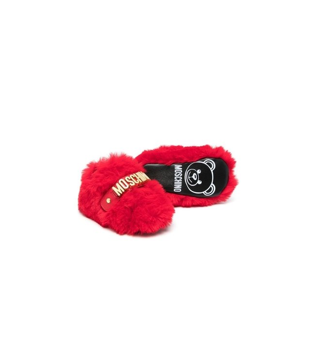 Moschino Moschino - faux-fur logo slippers