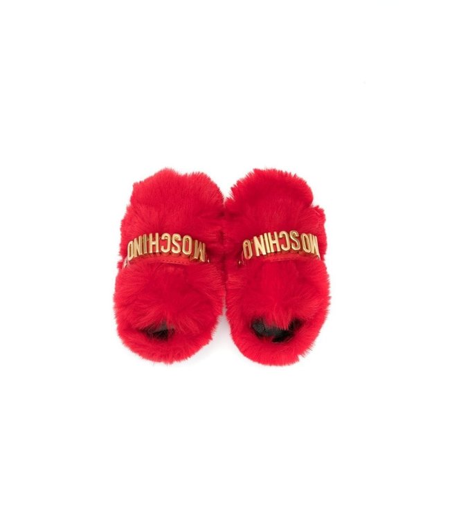 Moschino Moschino - faux-fur logo slippers
