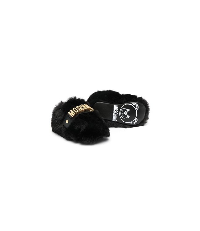 Moschino Moschino - faux-fur logo slippers
