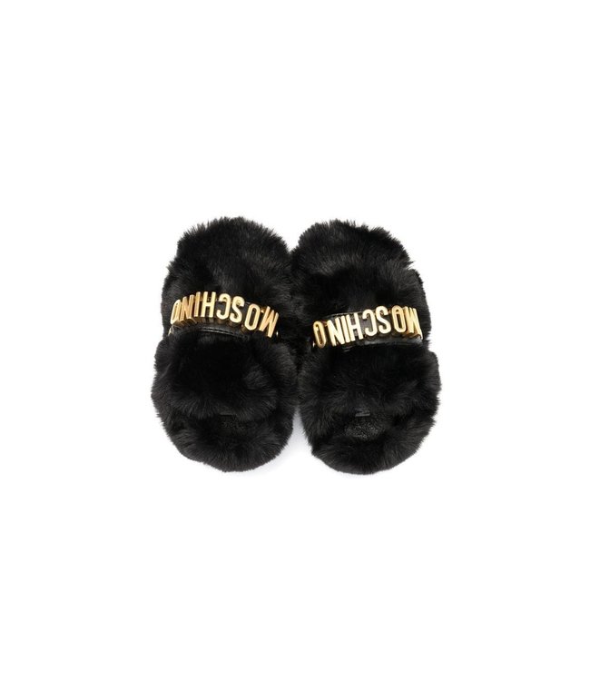 Moschino Moschino - faux-fur logo slippers