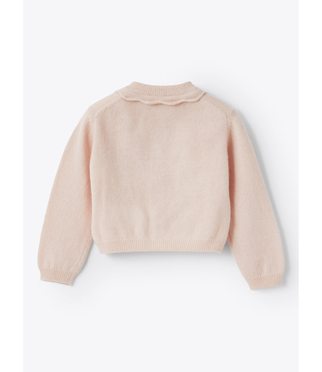 Il Gufo IL GUFO - Pink cardigan with ruffle collar