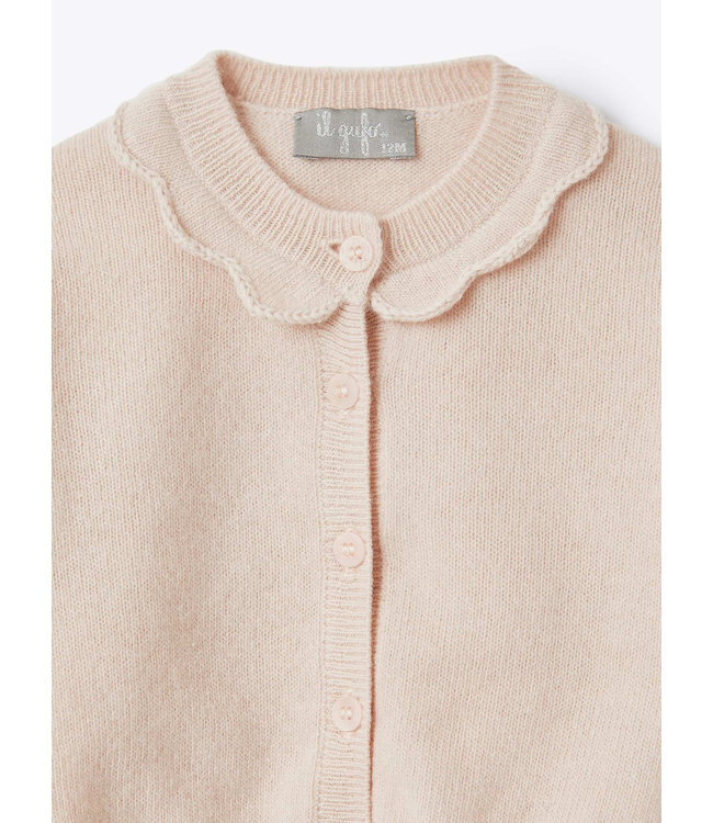 Il Gufo IL GUFO - Pink cardigan with ruffle collar
