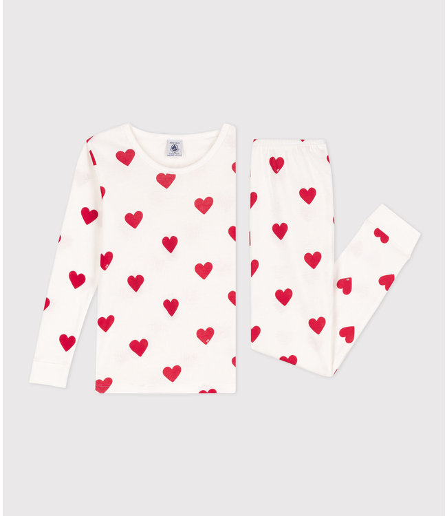 Petit Bateau Petit Bateau - CHILDREN'S UNISEX SNUG-FIT COTTON HEART PRINT PYJAMAS
