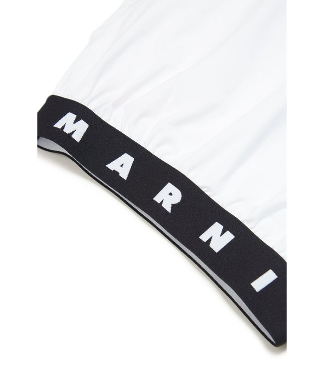 Marni Marni - White low-sleeved jersey t-shirt with logo-printed elastic band
