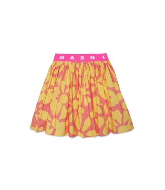 Marni Marni - Peach pink poplin skirt with floral print Euphoria Yellow Daisy