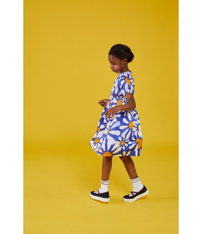 Marni Marni - Blue viscose short-sleeved dress with floral print Euphoria