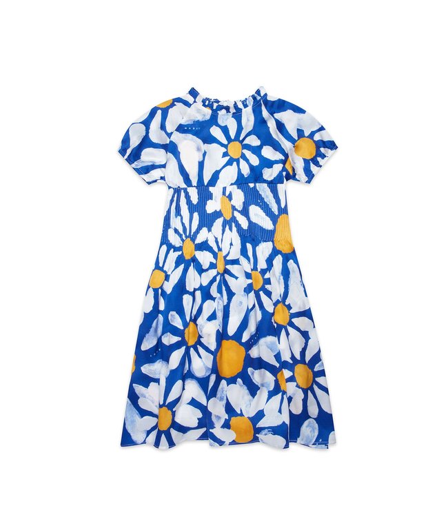 Marni Marni - Blue viscose short-sleeved dress with floral print Euphoria