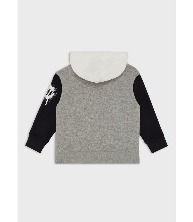 Emporio Armani Emporio Armani - Colour-block hooded sweatshirt with painted eagle logo