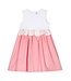 Il Gufo IL GUFO - White Pink Ruffled-detail Sleeveless Dress