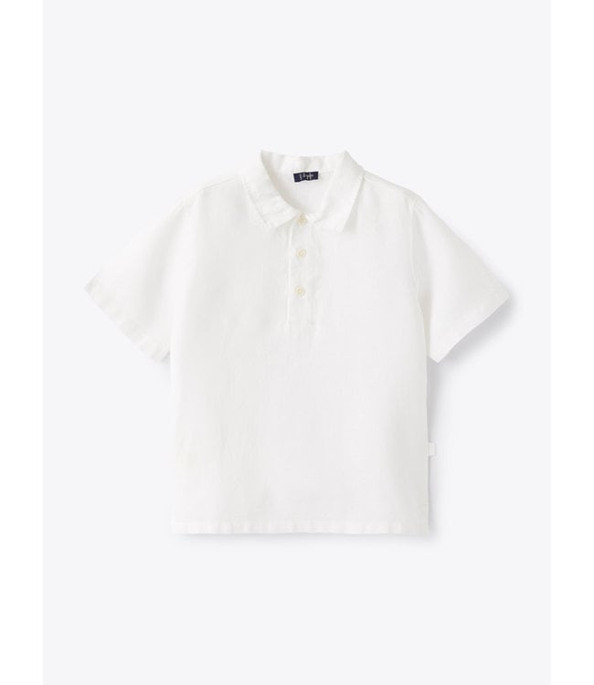 Il Gufo IL GUFO - White polo shirt in 100% linen