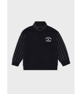 Emporio Armani EMPORIO ARMANI - Double-jersey, full-zip sweatshirt with oversized logo embroidery on the back