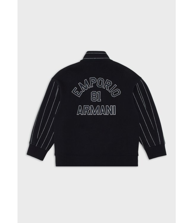 Emporio Armani EMPORIO ARMANI - Double-jersey, full-zip sweatshirt with oversized logo embroidery on the back