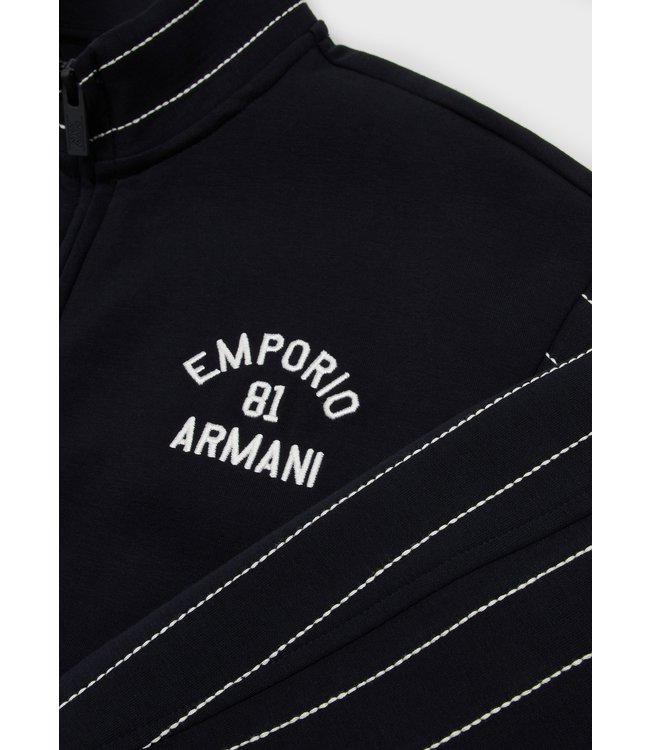 Emporio Armani EMPORIO ARMANI - Double-jersey, full-zip sweatshirt with oversized logo embroidery on the back