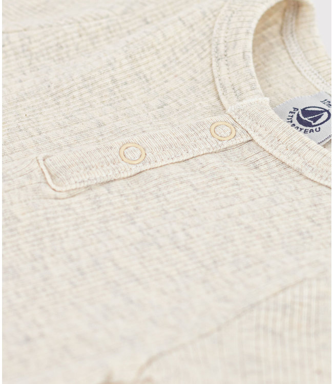 Petit Bateau PETIT BATEAU - Babies' Short-sleeved Cotton Bodysuit With Henley Neck