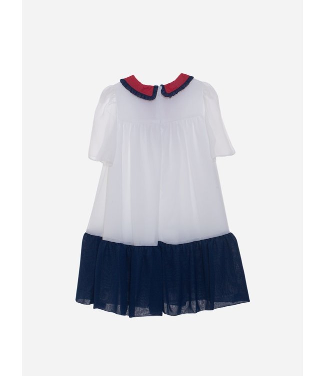 Patachou PATACHOU - Girls Party Yatch Dress In White, Red And Marine