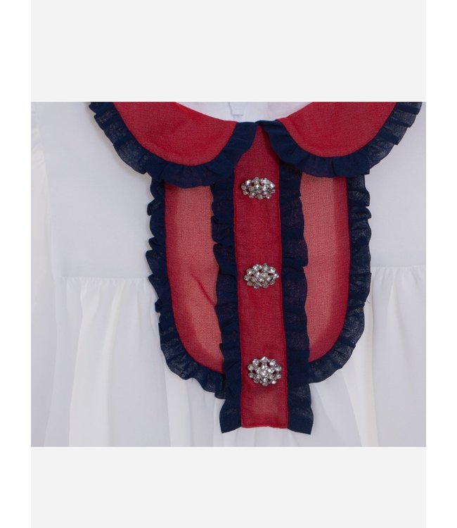 Patachou PATACHOU - Girls Party Yatch Dress In White, Red And Marine