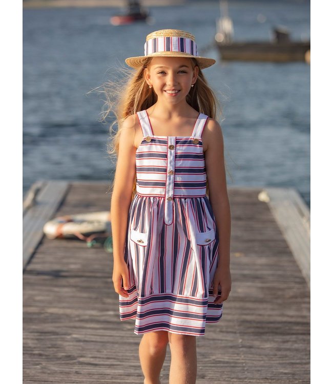 Patachou PATACHOU - Girls Cruise Striped Dress