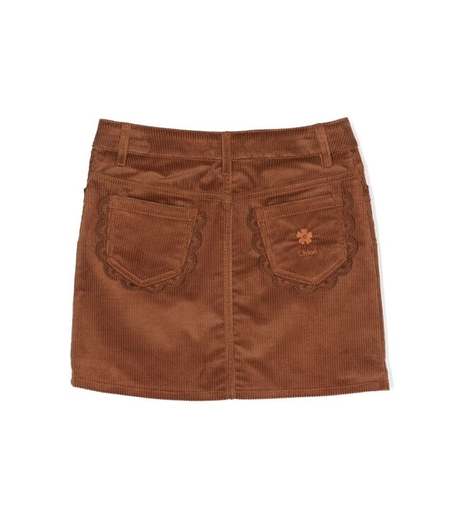Chloe Chloe - Scallop-detail Corduroy Skirt