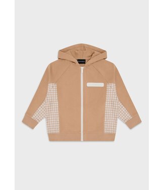 Emporio Armani EMPORIO ARMANI- Oversized sweatshirt with zip, hood and houndstooth insert in nylon