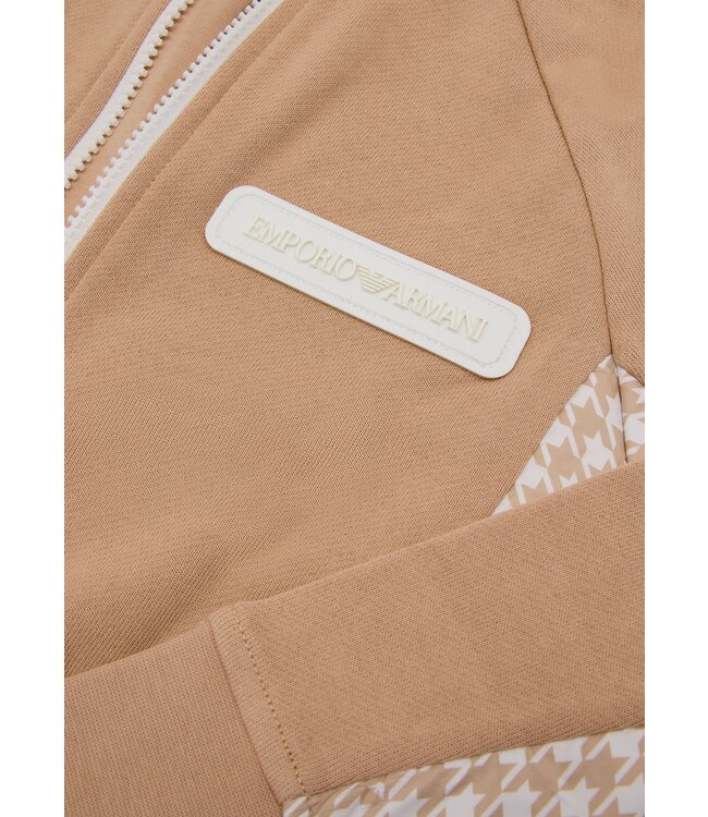 Emporio Armani EMPORIO ARMANI- Oversized sweatshirt with zip, hood and houndstooth insert in nylon