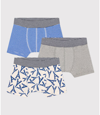 Petit Bateau PETIT BATEAU - Boys' Paris Cotton Boxer Shorts - 3-pack