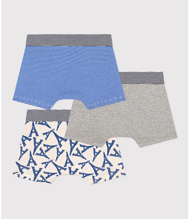 Petit Bateau PETIT BATEAU - Boys' Paris Cotton Boxer Shorts - 3-pack
