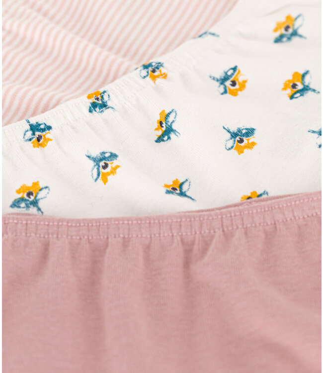 Petit Bateau PETIT BATEAU - Girls' Floral Cotton Hipsters - 3-pack