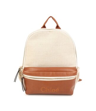 Chloé Canvas Leather Backpack Brown Logo Chloé Canvas and Leather Backpack