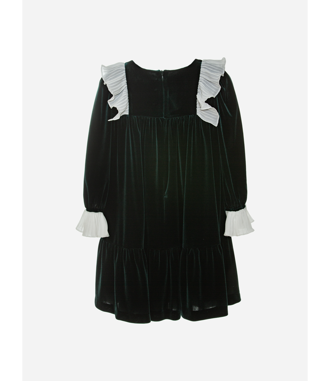 Patachou PATACHOU - Dark Green Velvet Dress