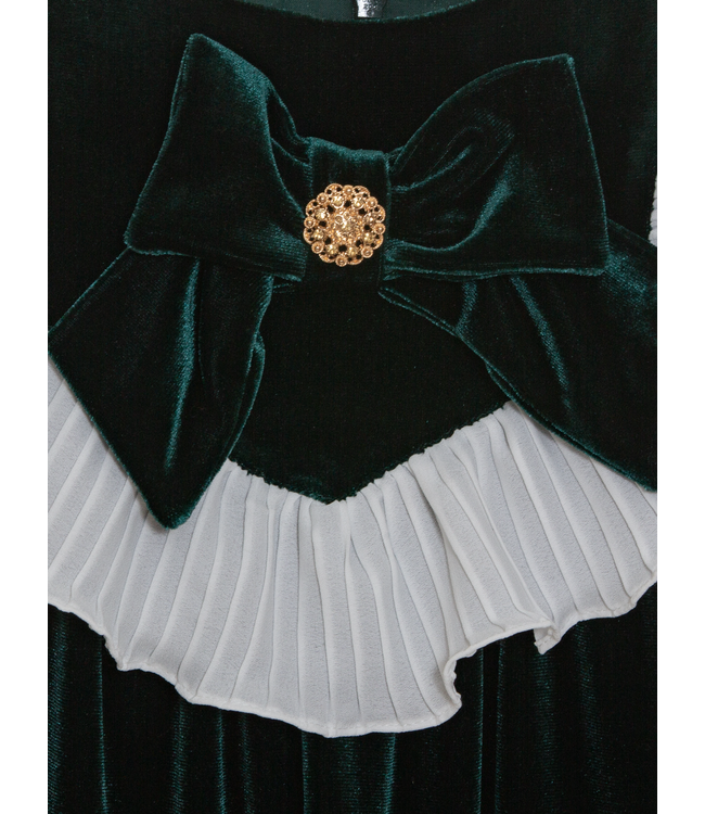 Patachou PATACHOU - Dark Green Velvet Dress