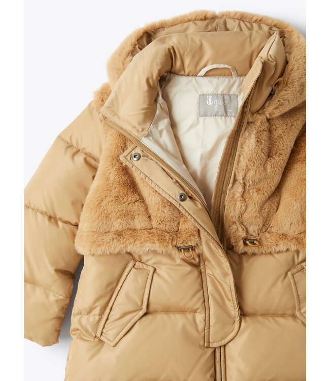 Il Gufo IL GUFO - Longline Down Jacket With Faux Fur Insert
