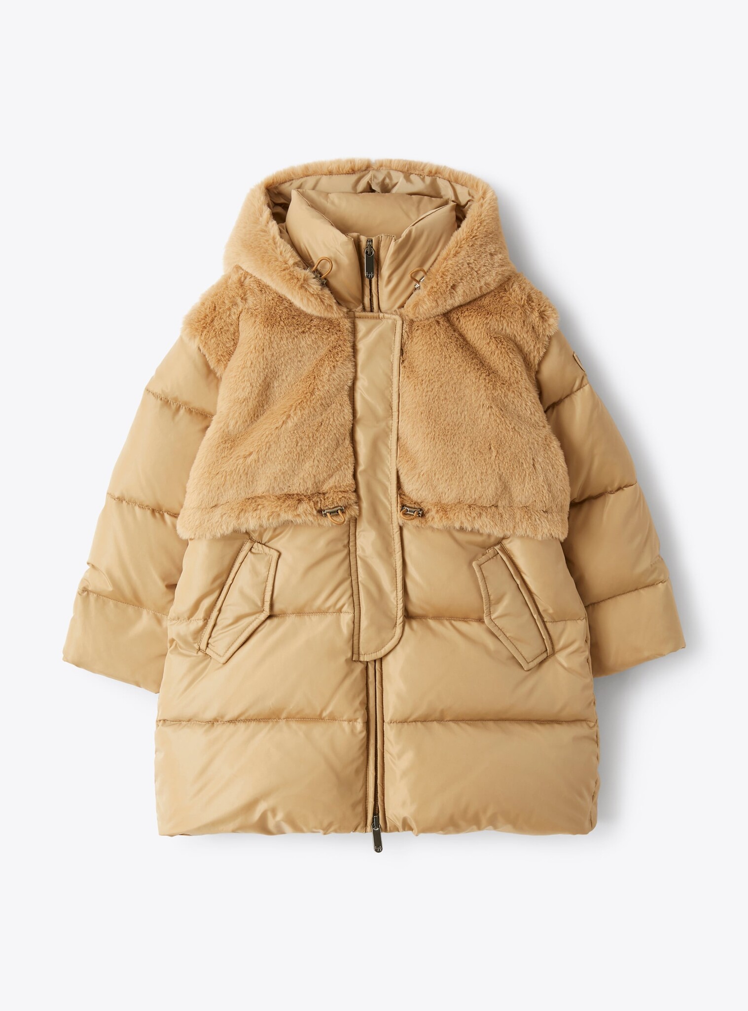 IL GUFO - Longline Down Jacket With Faux Fur Insert - igloobaby