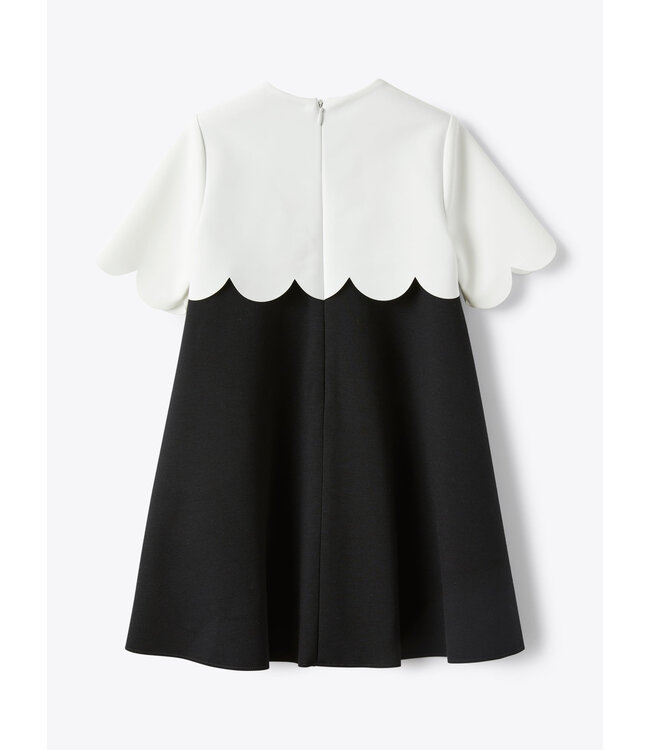 Il Gufo IL GUFO - Dress In Two Different Materials With Flower Embellishment