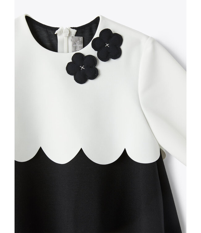 Il Gufo IL GUFO - Dress In Two Different Materials With Flower Embellishment