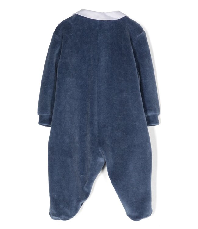 Il Gufo IL GUFO - Embroidered-collar Velvet Babygrow