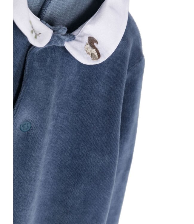 Il Gufo IL GUFO - Embroidered-collar Velvet Babygrow