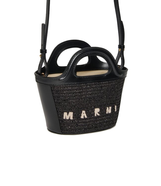 Marni Marni - Tropicalia bag in leather and raffia-effect fabric