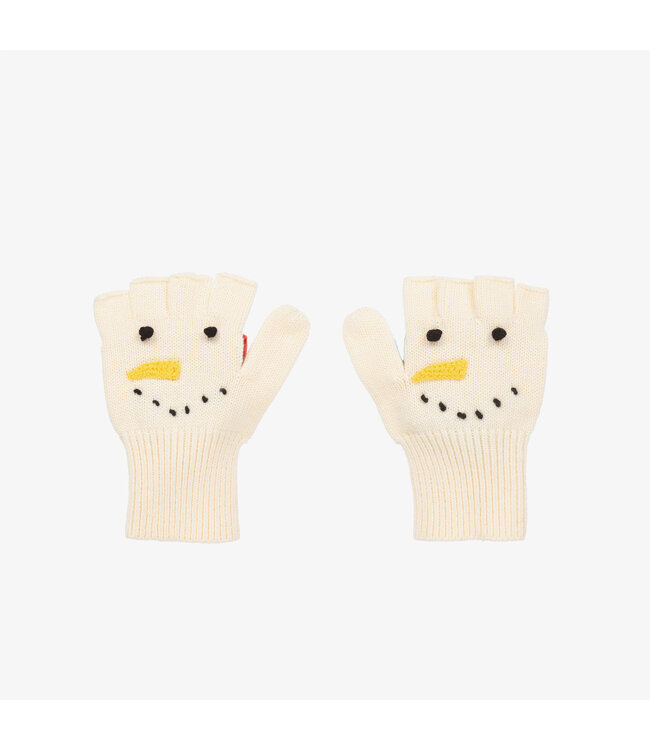 Stella McCartney STELLA MCCARTNEY - Ivory Knitted Cotton Snowman Gloves